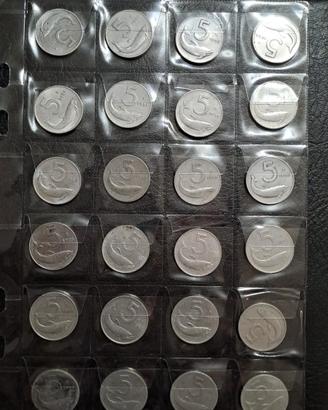 Stock monete lire 5