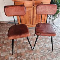 SEDIA IN PELLE COPPIA SEDIE VINTAGE ARREDO MODERNA