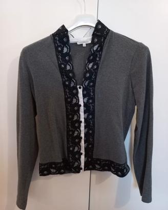 Camicia Nara grigia con pizzo nero