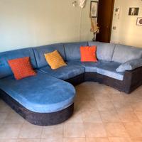 Divano angolare sfoderabile con doppia penisola