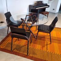 TAVOLO ROTONDO 130 IN FRASSINO MASSELLO E VETRO