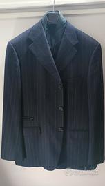 Giacca uomo in lana blu gessata 