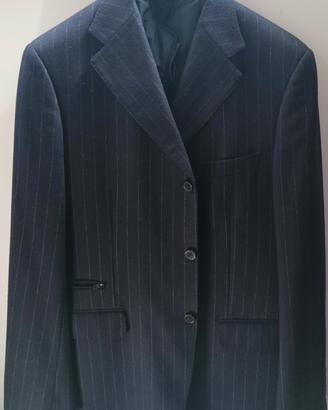Giacca uomo in lana blu gessata 
