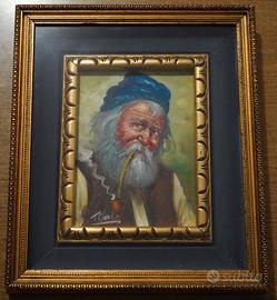 DIPINTO di TRISTANO MARCHI - Anziano con pipa