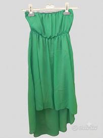 Vestito Lungo Asimmetrico Verde Smeraldo Chiffon