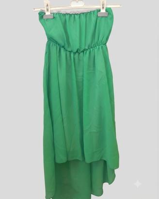 Vestito Lungo Asimmetrico Verde Smeraldo Chiffon