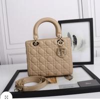 Borsa Dior Lady Dior media pelle di agnello beige