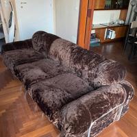 Divano vintage anni ’70 velluto e metallo cromato