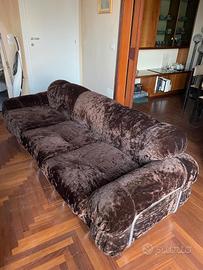 Divano vintage anni ’70 velluto e metallo cromato
