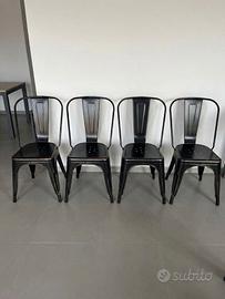 Set 4 Sedie Stile Industriale Metalliche con Cusci