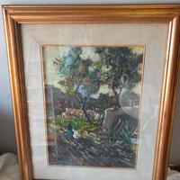 QUADRO CON CORNICE IN LEGNO DORATA