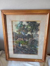 QUADRO CON CORNICE IN LEGNO DORATA