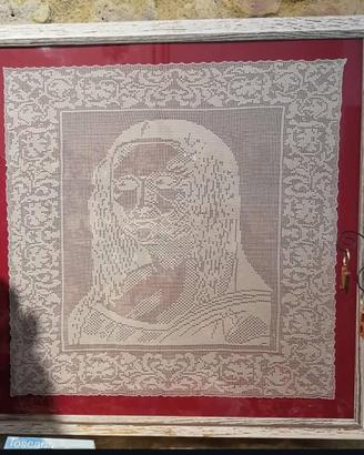 Quadro Gioconda filet con cornice, fatto a mano