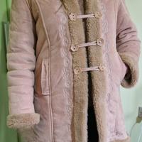 Cappotto beige in effetto scamosciato c/ cappuccio