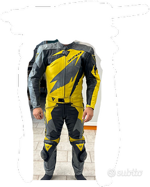 Tuta moto in pelle Dainese. gialla, taglia 48