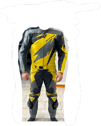 Tuta moto in pelle Dainese. gialla, taglia 48