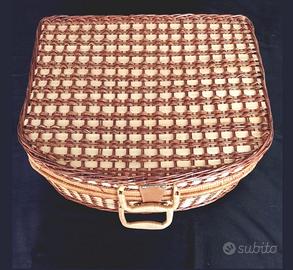 Valigia da picnic country vintage per 4 persone