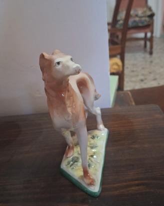 Statuina vintage levriero in ceramica smaltata