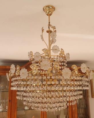 Lampadario vintage gocce di cristallo