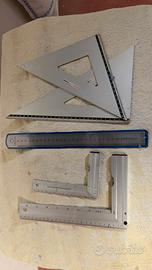 Lotto strumenti disegno tecnico squadre righello
