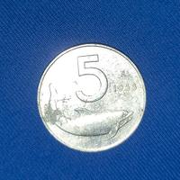  Rarissima moneta da 5 lire con il delfino   