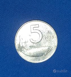  Rarissima moneta da 5 lire con il delfino   