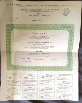 certificato azionario del 1957