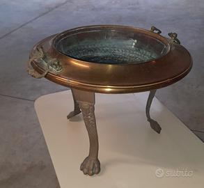 Braciere antico rame e ottone supporto alto ⌀ 50cm