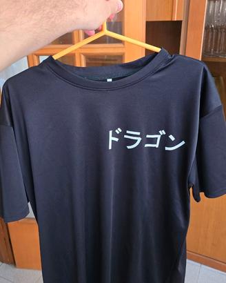 Maglietta nera oversize drago Tokyo, taglia L
