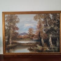 paesaggio dipinto olio su tela firmato 
