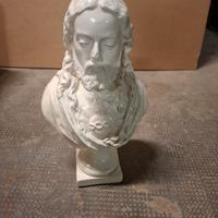 Busto Sacro Cuore di Gesù in ceramica smaltata 