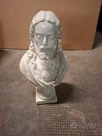 Busto Sacro Cuore di Gesù in ceramica smaltata 
