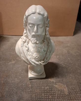 Busto Sacro Cuore di Gesù in ceramica smaltata 