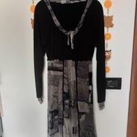 vestito fantasia nero e grigio con corpetto nero