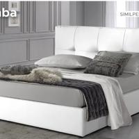 Letto contenitore bianco simil pelle