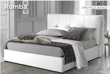 Letto contenitore bianco simil pelle