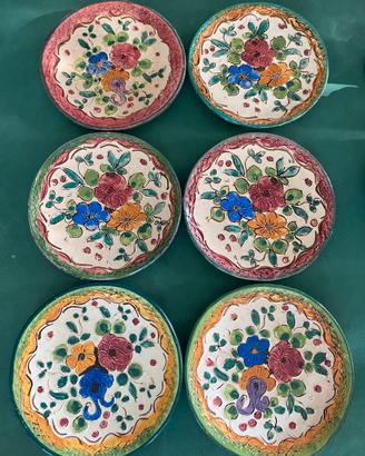 Set 6 Piatti in ceramica italiana dipinta a mano