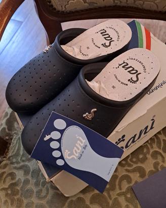 Pantofola sanitaria donna SANÌ, ecopelle blu n.36