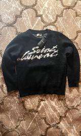 Maglione Saint Laurent Paris Logo Mohair - Nero