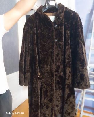 Cappotto Vintage in Ecopelliccia Marrone Scuro - T