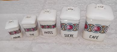 serie  5 barattoli ceramica anni '40