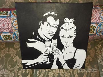 1 Quadro dipinto Diabolik Eva Kant,arreda fumetti