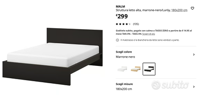 Struttura letto matrimoniale con materasso Ikea