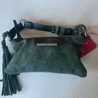 Borsa piccola in pelle scamosciata verde Fornarina