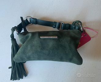 Borsa piccola in pelle scamosciata verde Fornarina