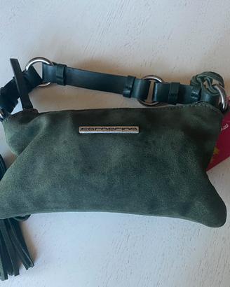 Borsa piccola in pelle scamosciata verde Fornarina