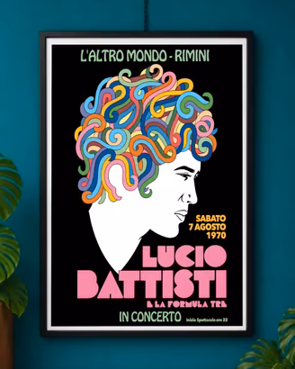 Poster "Lucio Battisti"  - Live in Rimini 1970