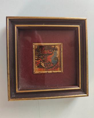 Quadro dipinto a mano su foglio d'oro