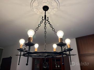 Lampadario ferro battuto nero stile medievale – 6