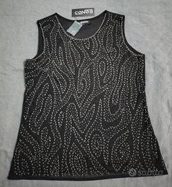 Maglietta elegante nera con perline 